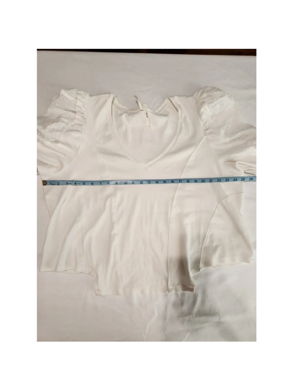 By Anthropologie White Puff Sleeve Structured V-Neck Women’s Blouse Size 3X